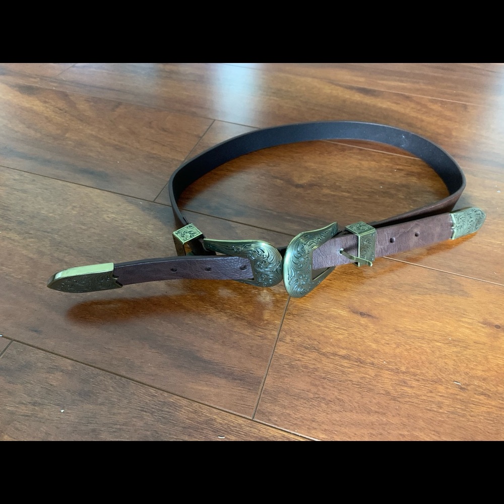 Brown double buckle belt from Boston Proper